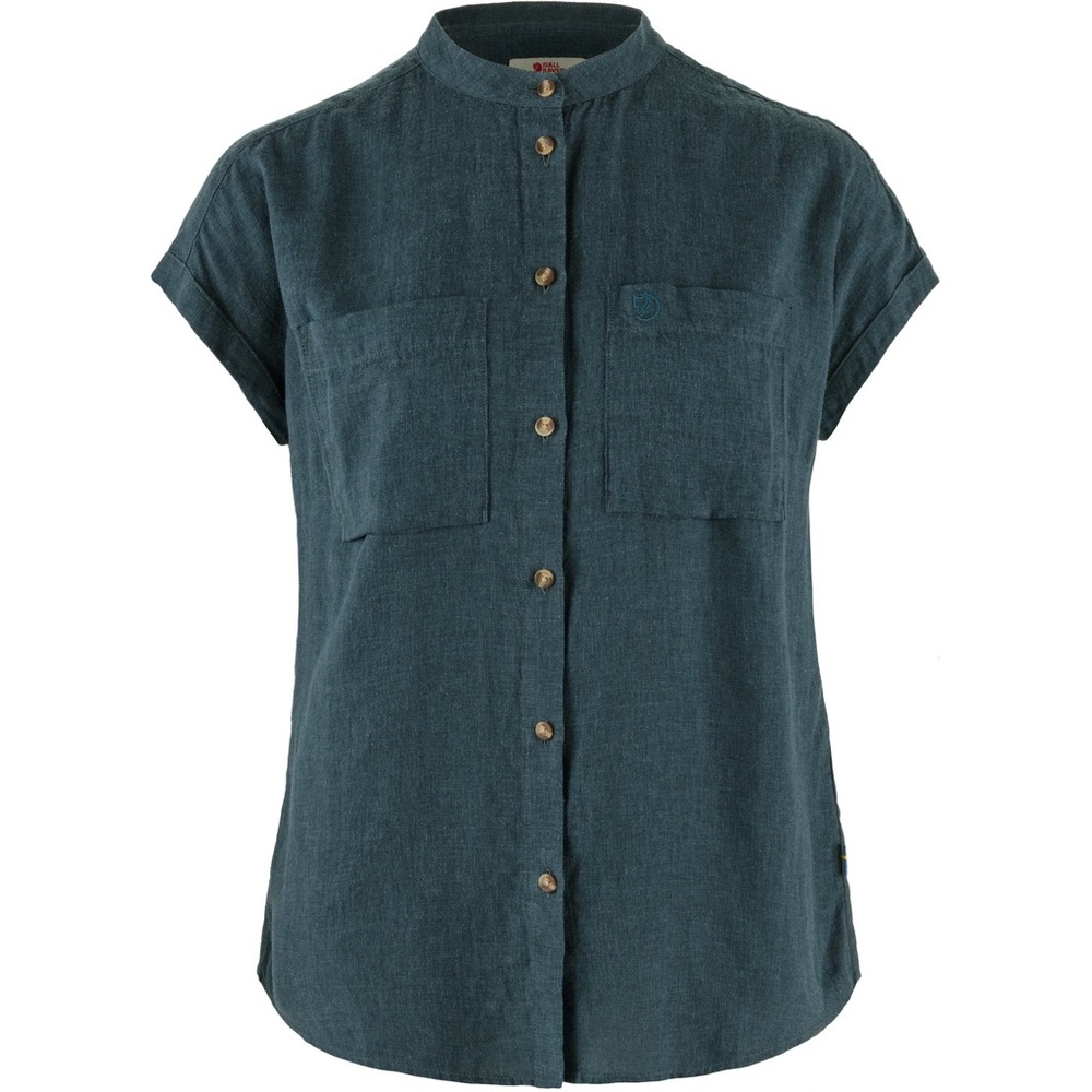 Fjällräven Övik Hemp SS Relaxed Fit Women’s Large Blue Button-Up Shirt